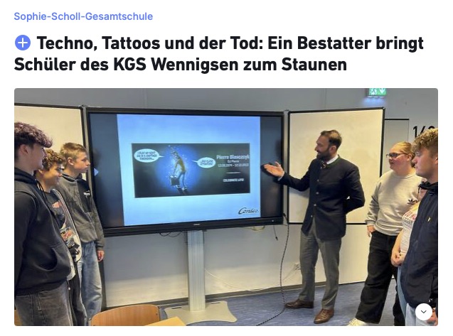 Wenn Bestatter an Schulen von ihrer Arbeit erzählen, von Verwesungsprozessen und Autolyse, aber auch von bunten Abschiedsfeiern und persönlichen Ritualen ...